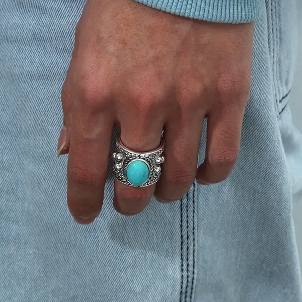 Vintage Turquoise Open-End Ring